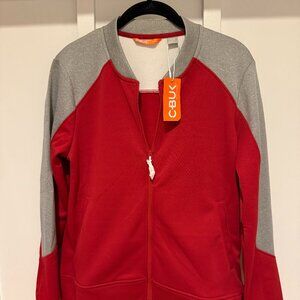 Cbuk By Cutter & Buck Mens Gray Red Long Sleeve Pockets Full Zip Jacket Size Med